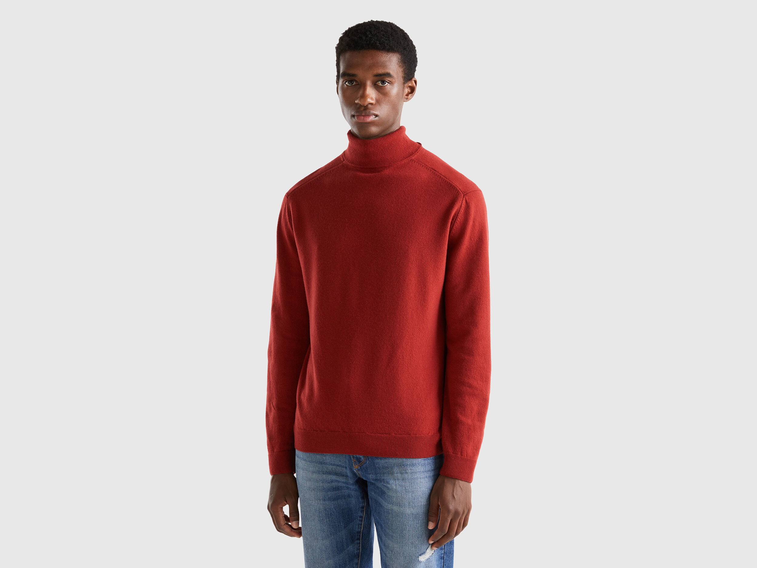 Burgundy turtleneck in pure Merino wool Burgundy Benetton