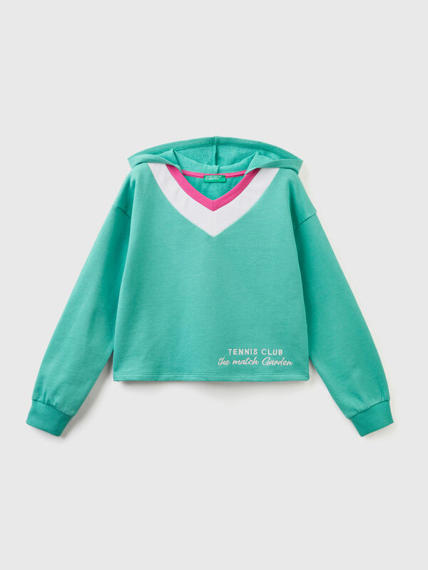 Cropped hoodie with V-neck Junior Girl