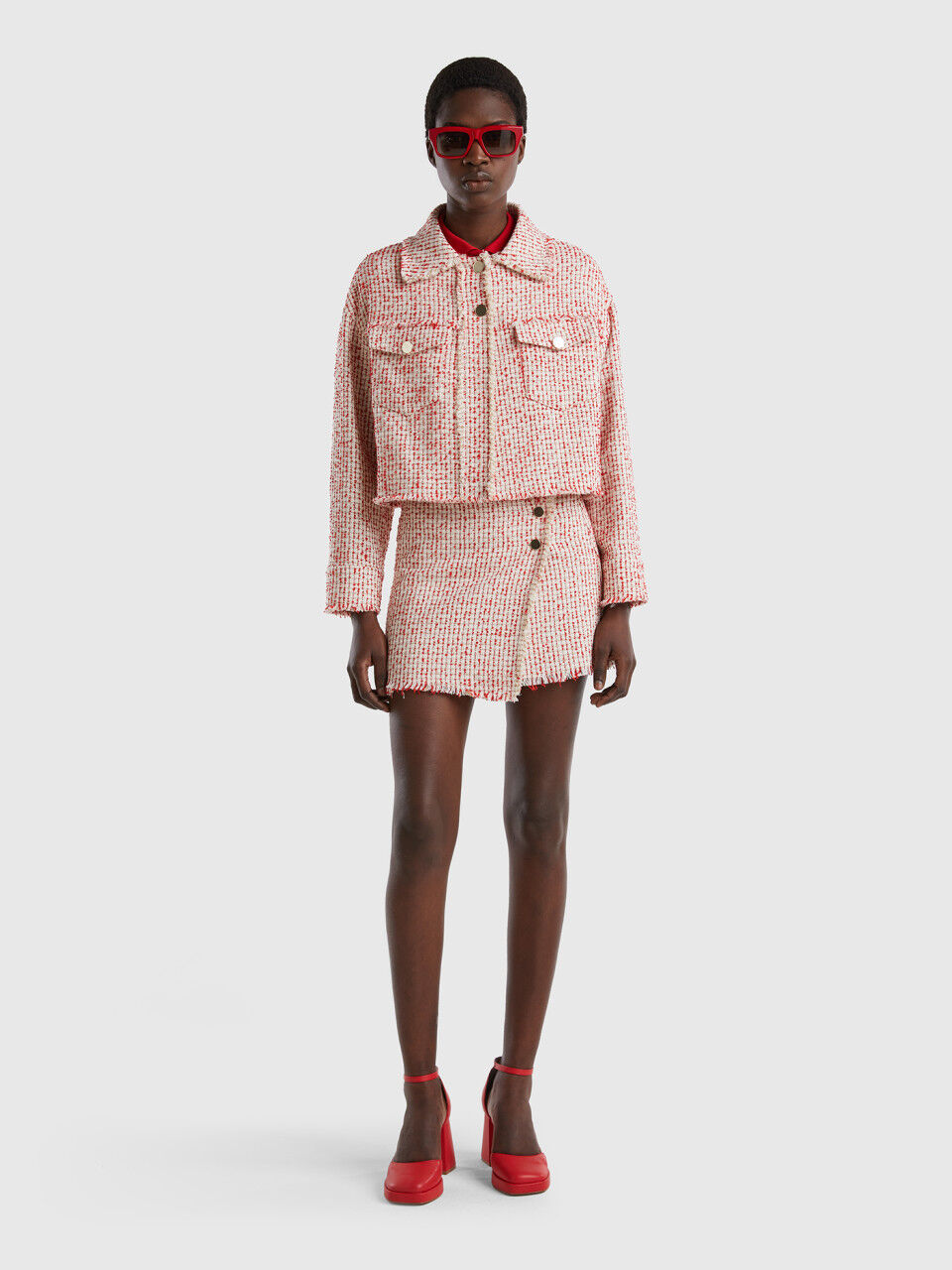 Tweed sales skirt red
