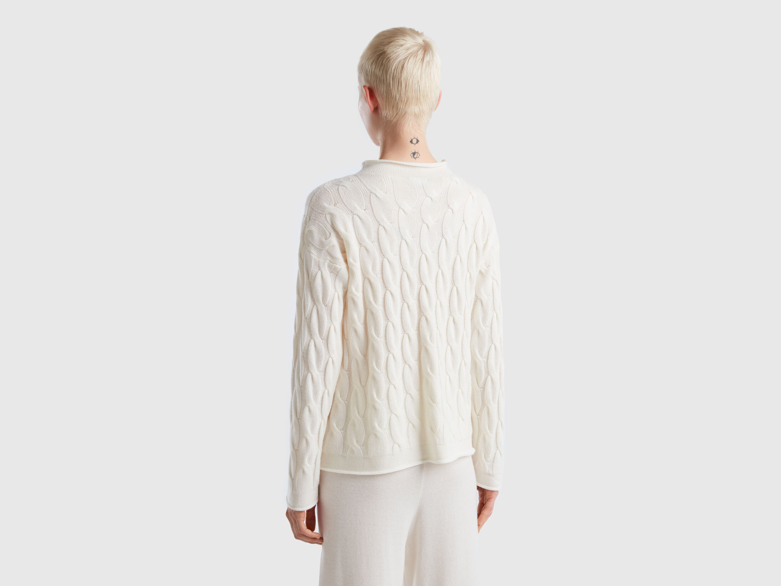 Cable knit sweater Creamy White Benetton