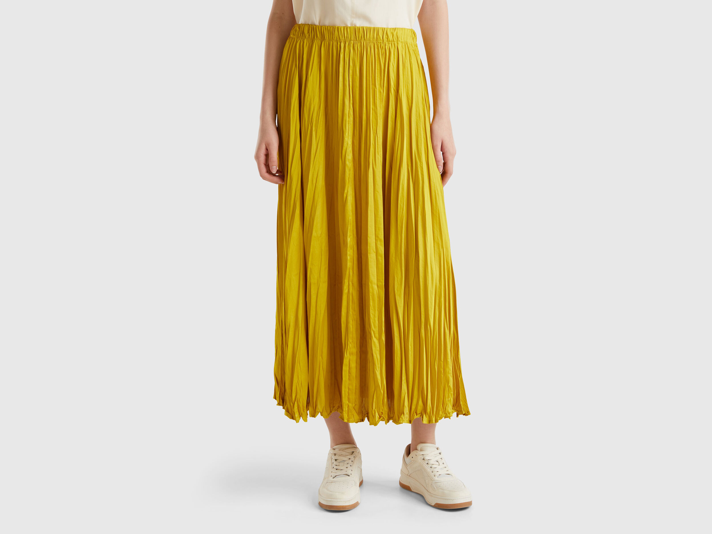 Yellow pleated skirt for sale on sale