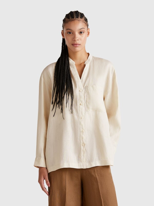 Oversized shirt in pure linen Women