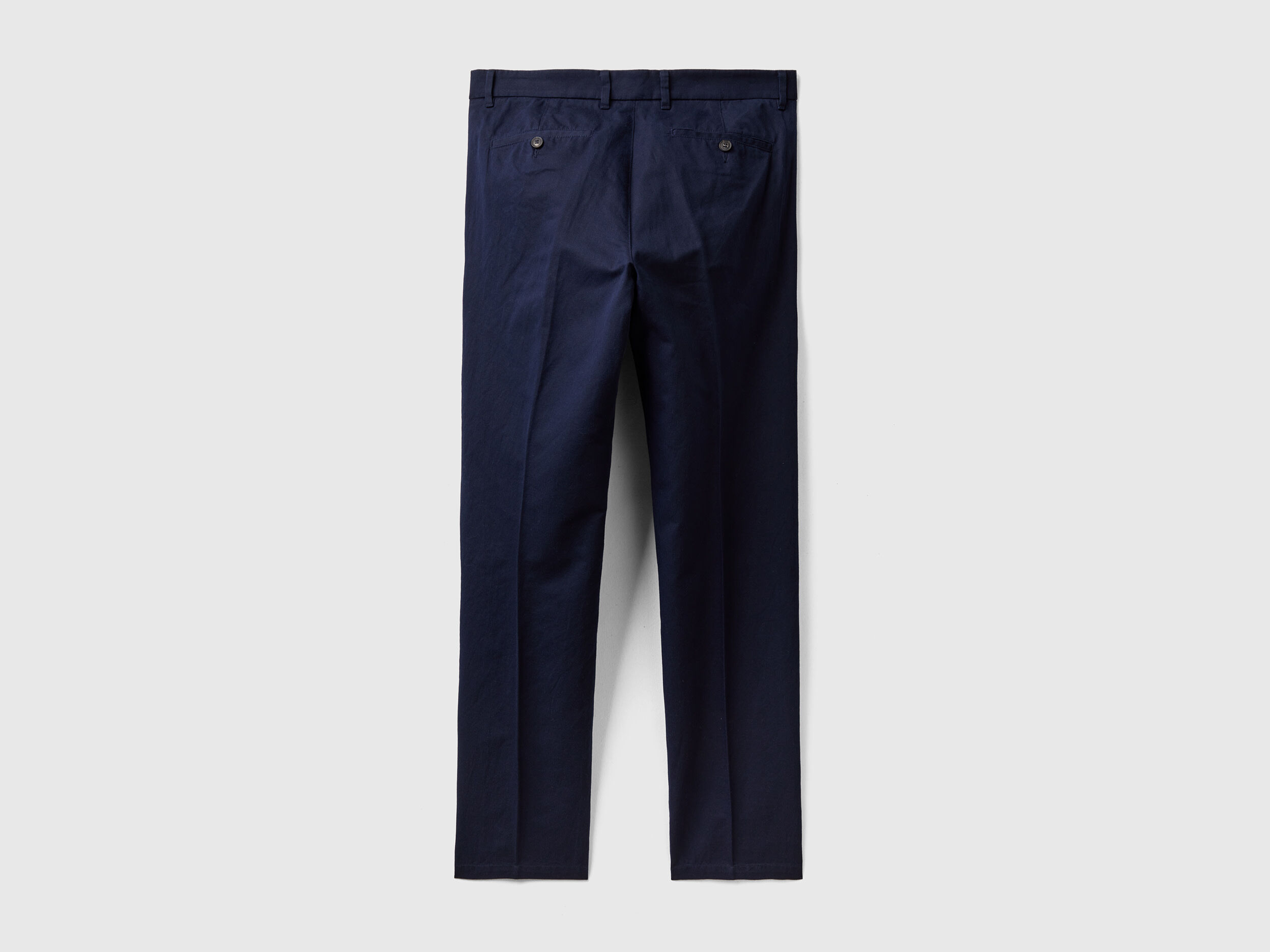 Straight chinos in linen blend - Dark Blue | Benetton