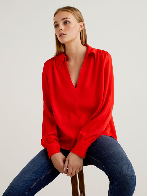 Flared blouse in 100% viscose Women