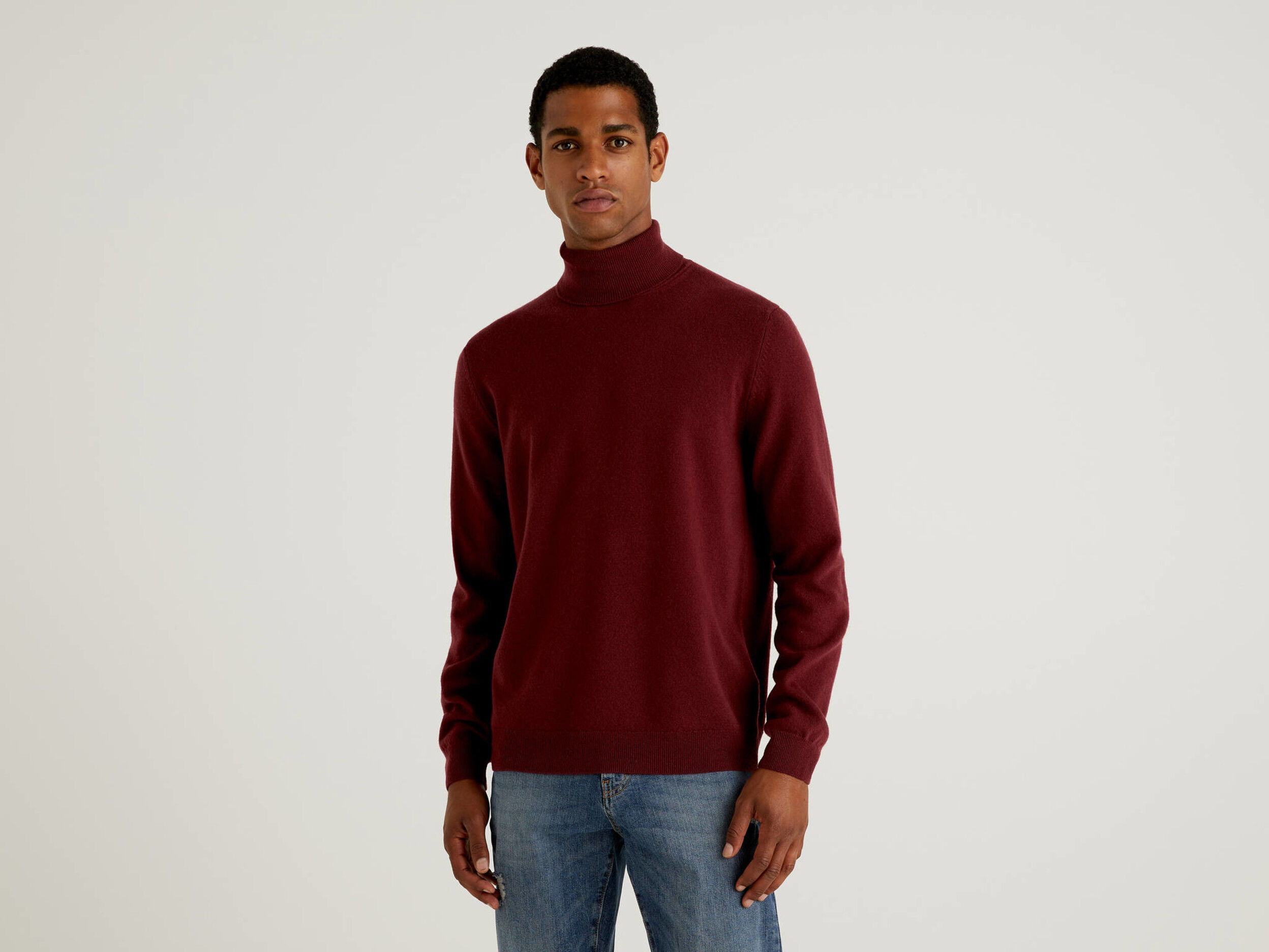 Dark red turtleneck sweater on sale