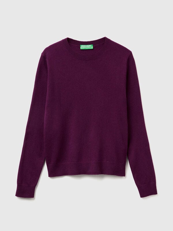 Purple crew neck sweater in Merino wool Women