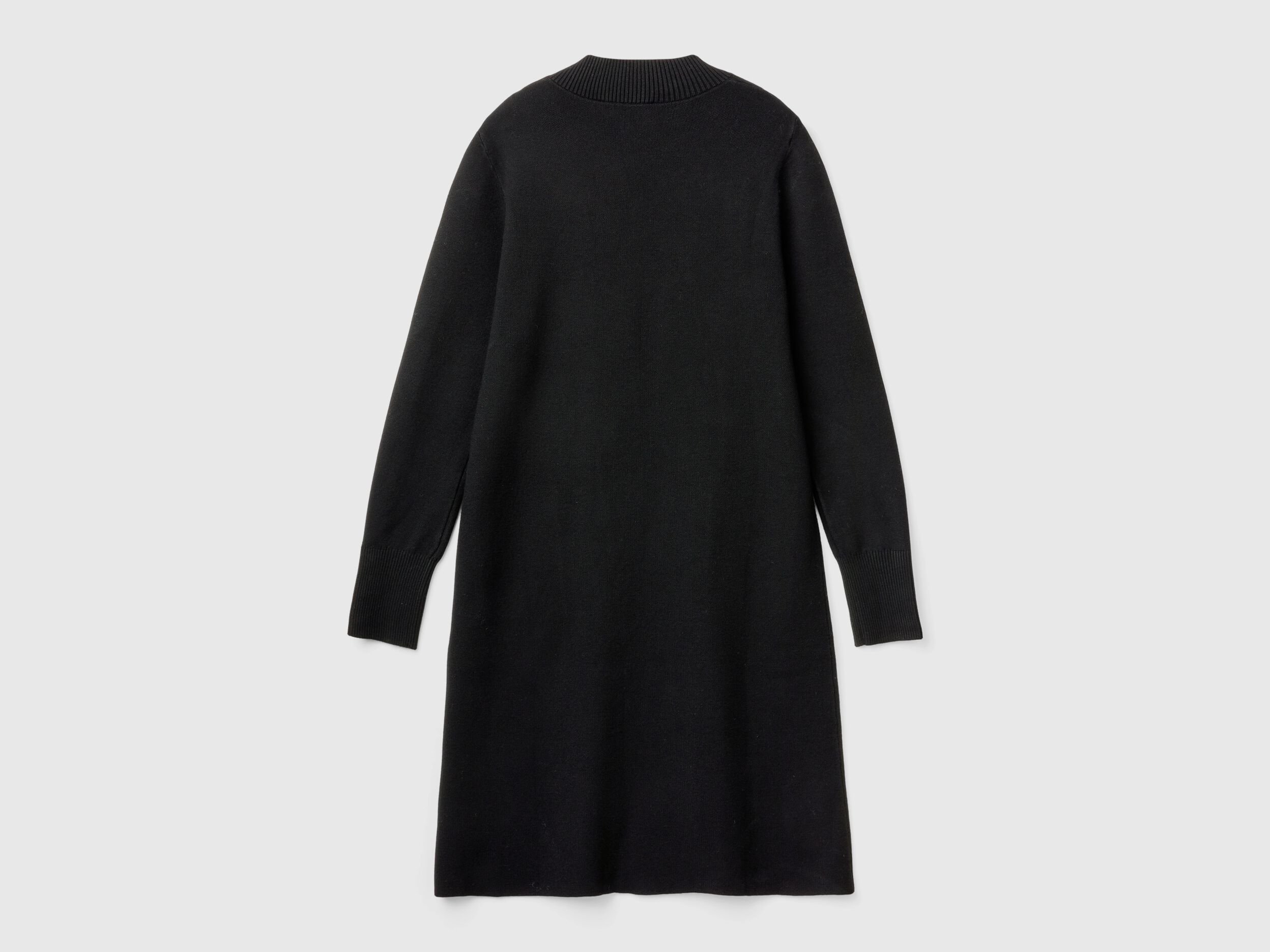 Knit turtle neck dress - Black | Benetton