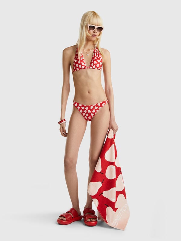 Braguita de bikini roja con estampado de peras Mujer
