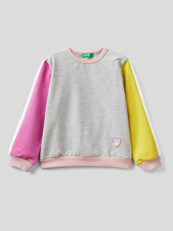 Warm color block hoodie with patch Junior Girl