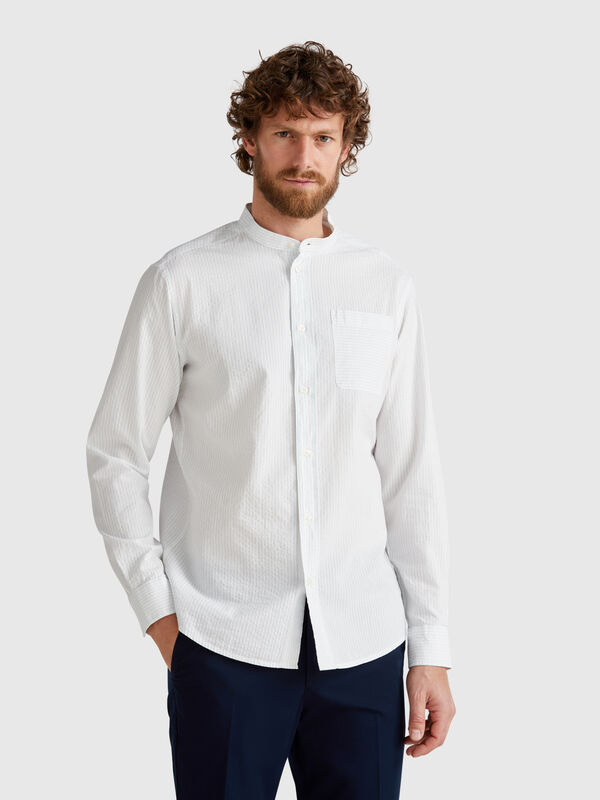 Striped Mandarin collar shirt Men