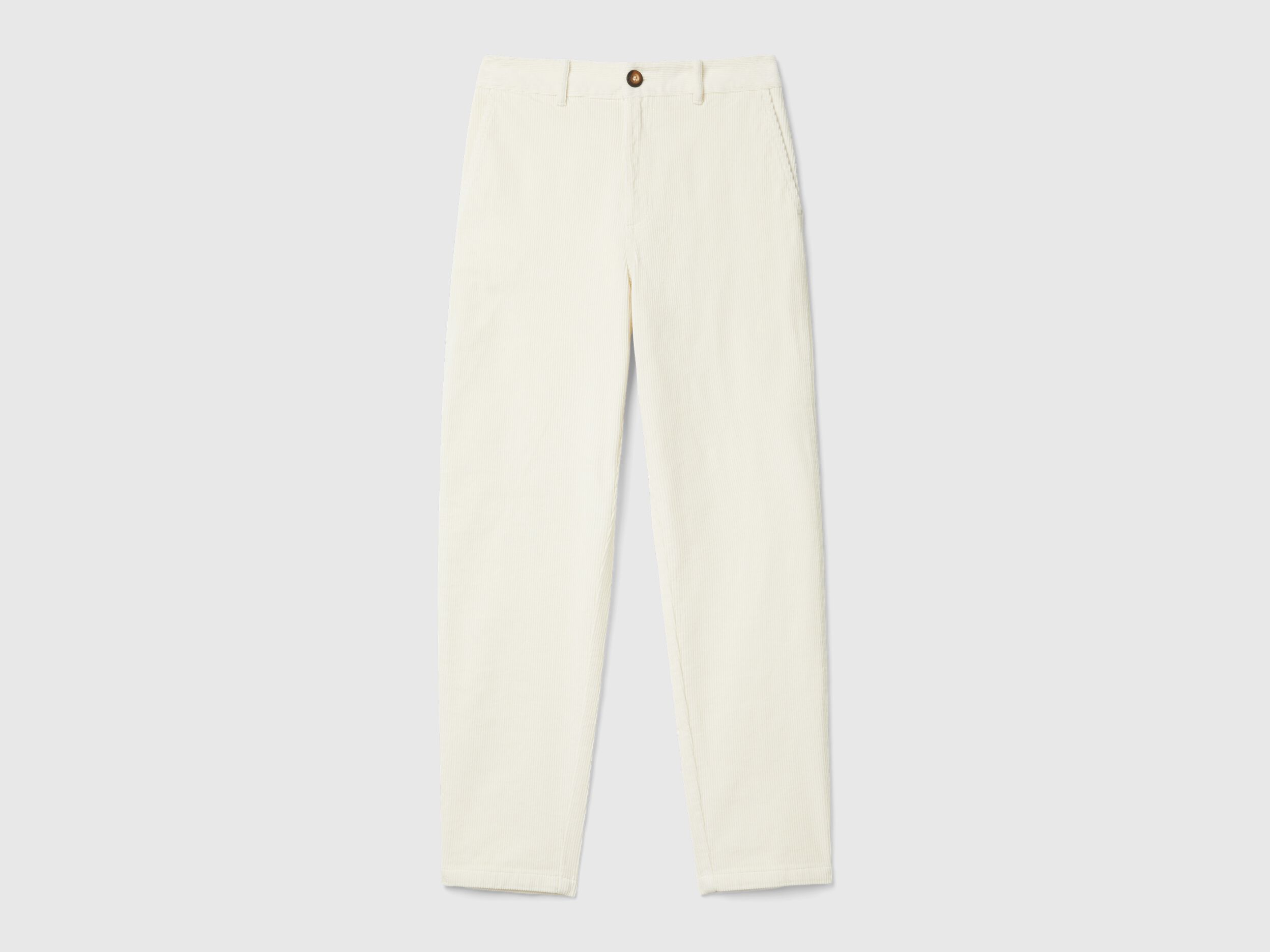 Soft corduroy trousers - Creamy White | Benetton Soft corduroy trousers - Creamy White | Benetton