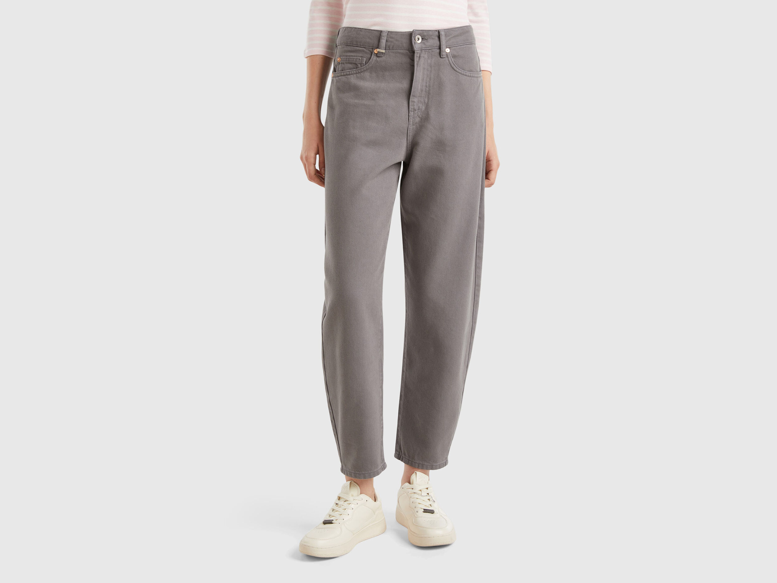Balloon fit trousers - Gray | Benetton