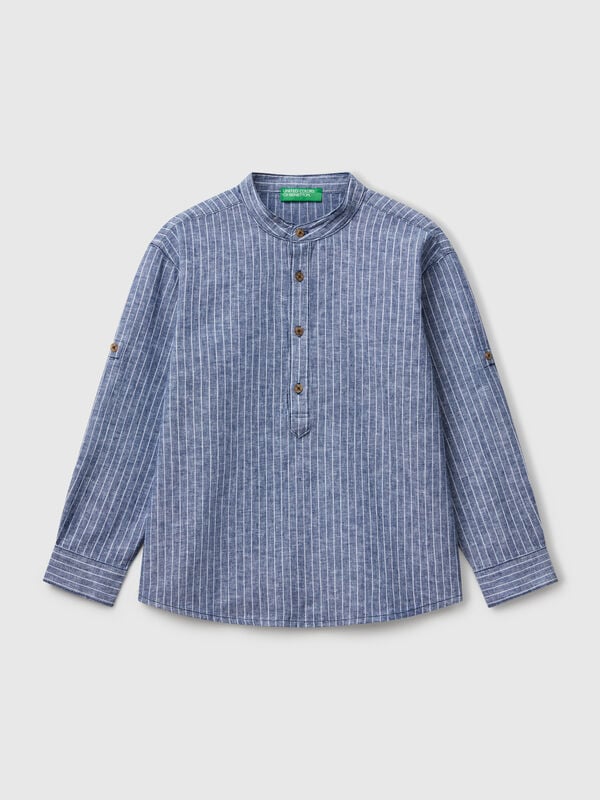 Striped Mandarin collar shirt Junior Boy