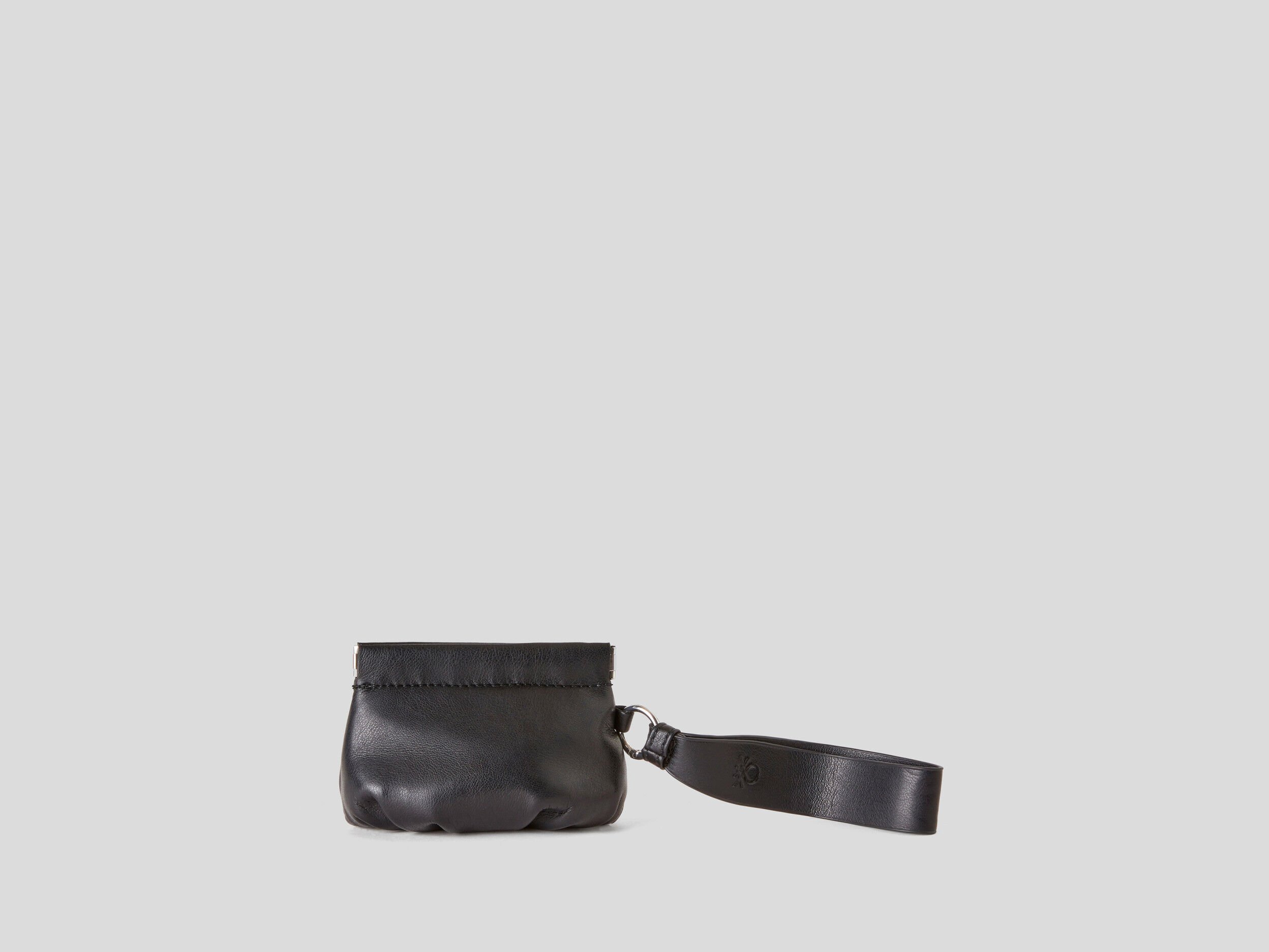 Black clutch bag with wrist strap clearance