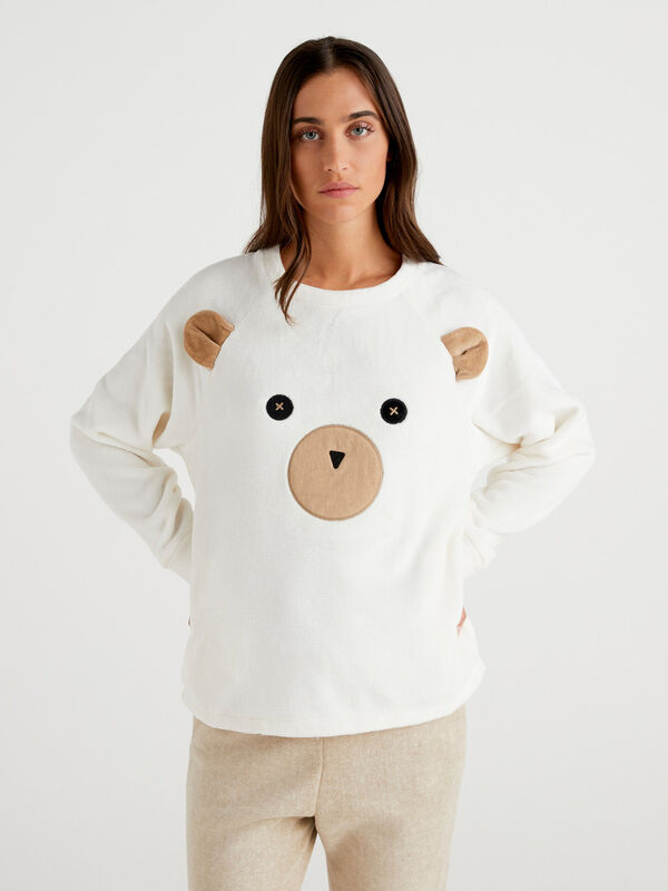 Sweater with teddy bear embroidery Women