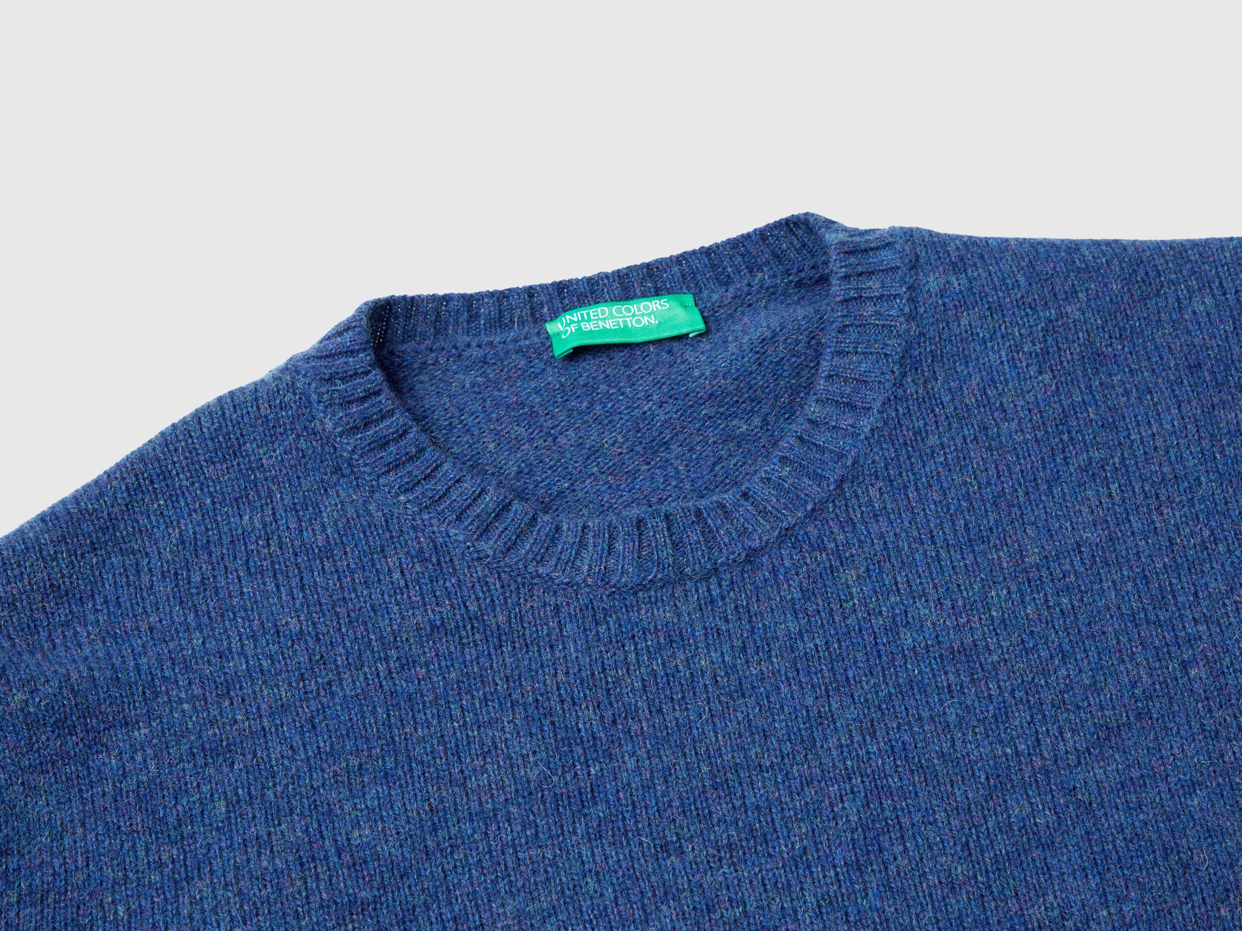 Sweater in Shetland wool - Blue | Benetton
