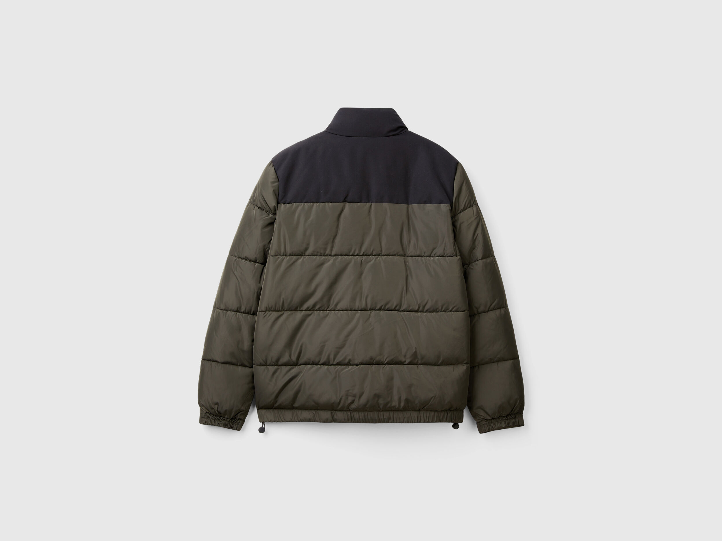 Heavy color block padded jacket Dark Green Benetton
