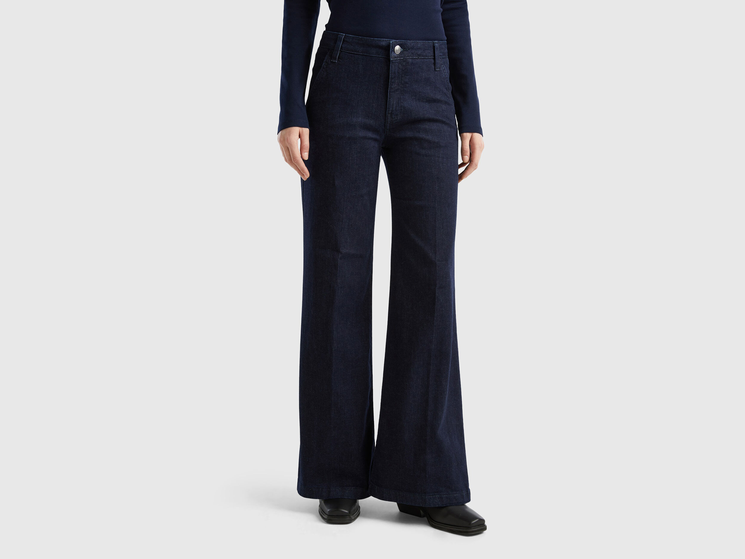 Flared jeans in stretch cotton Dark Blue Benetton