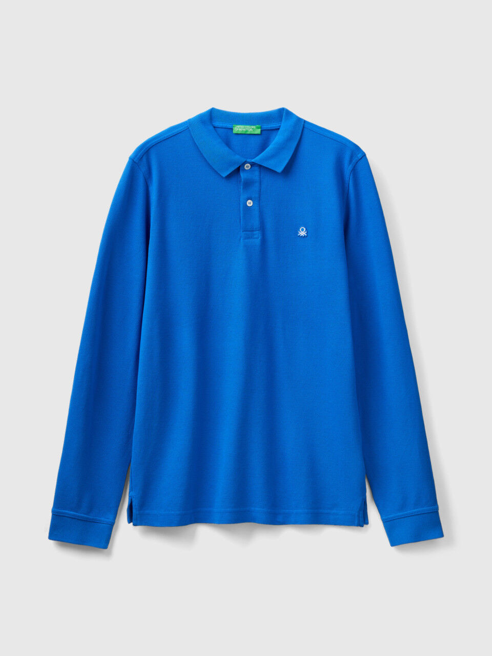 Polo de manga larga de 100 algod n Azulado Benetton