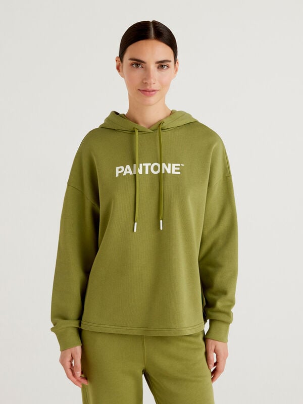 Sudadera verde militar BenettonxPantone™ con capucha Mujer