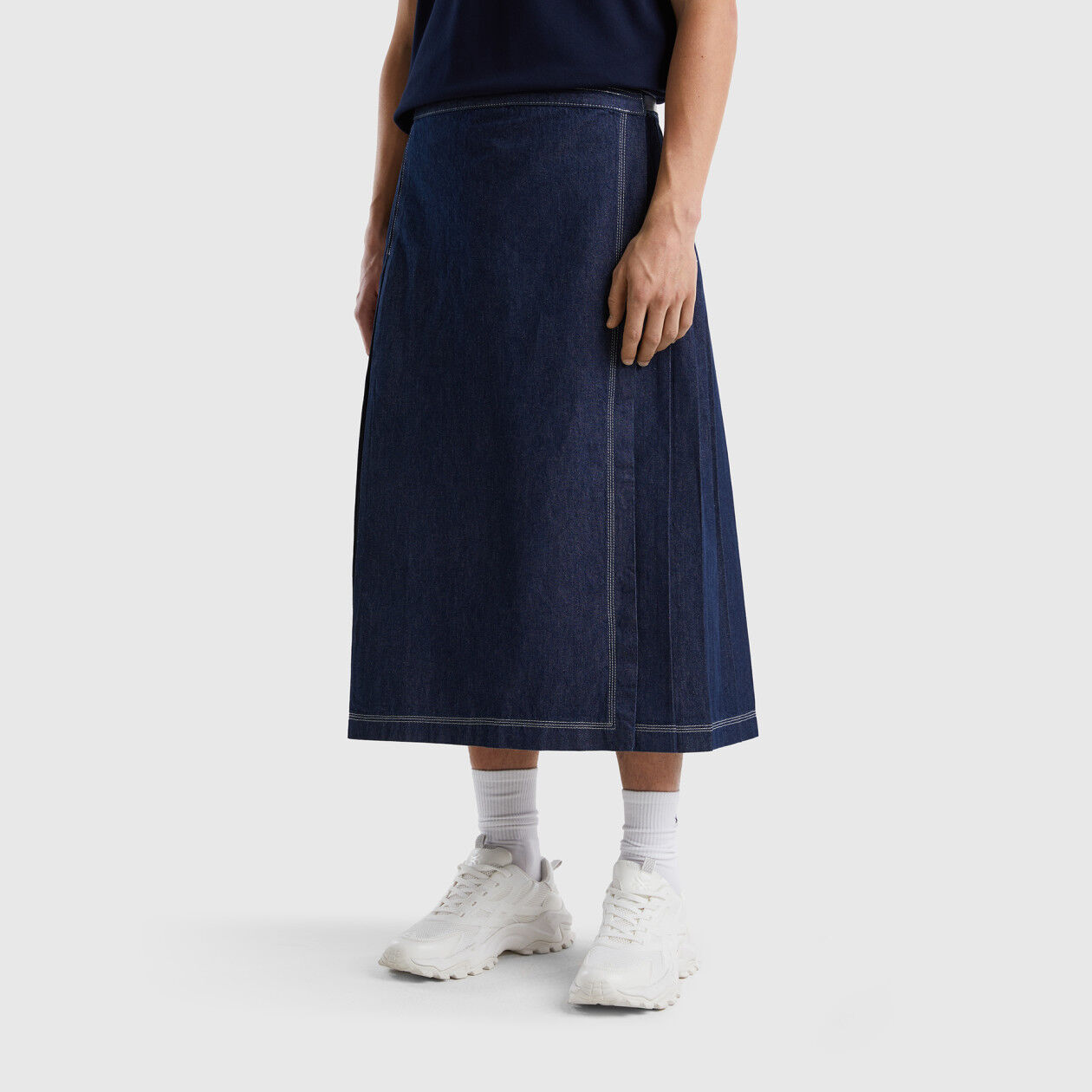 Wrap midi skirt Dark Blue Benetton