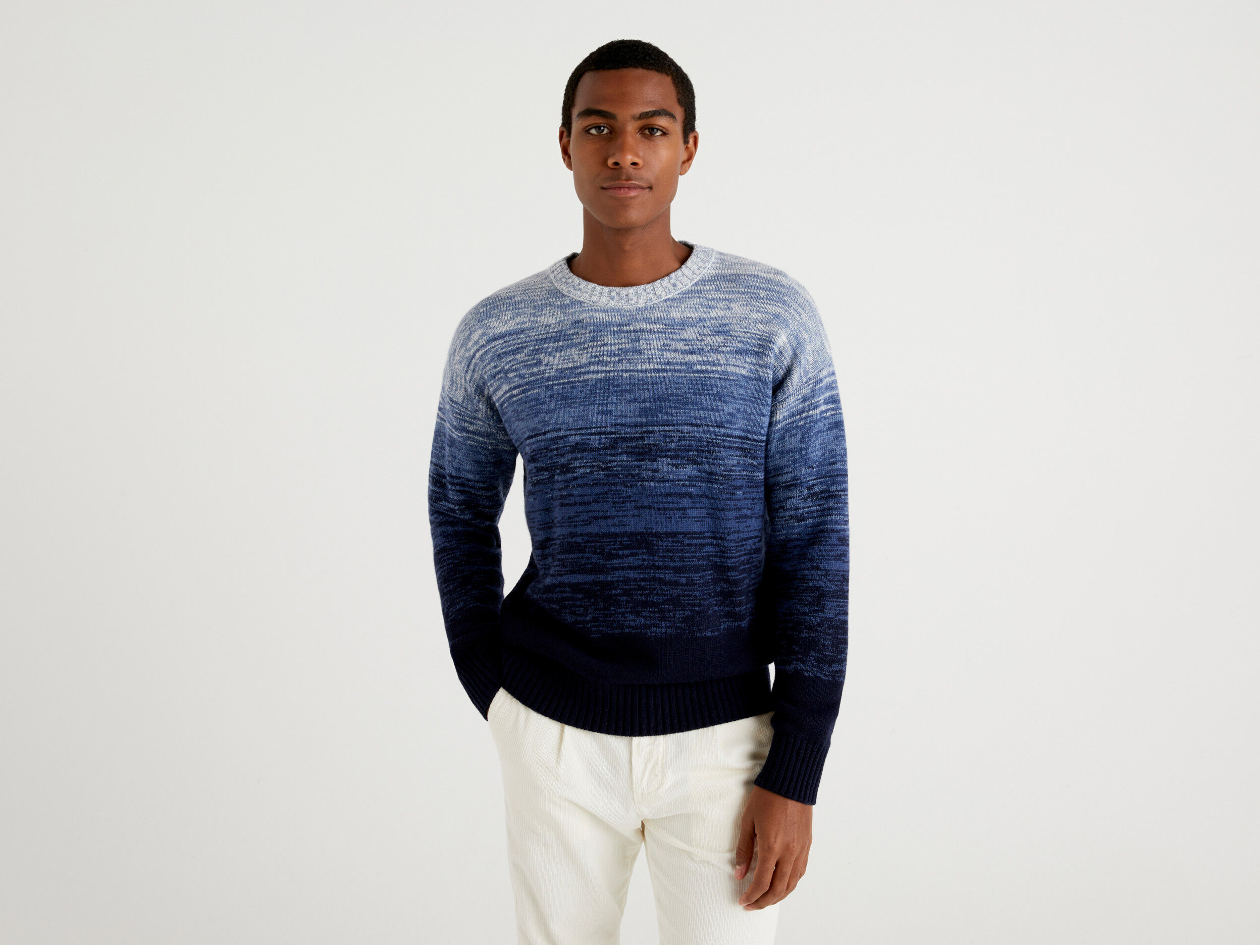 Degrade striped sweater - Blue | Benetton