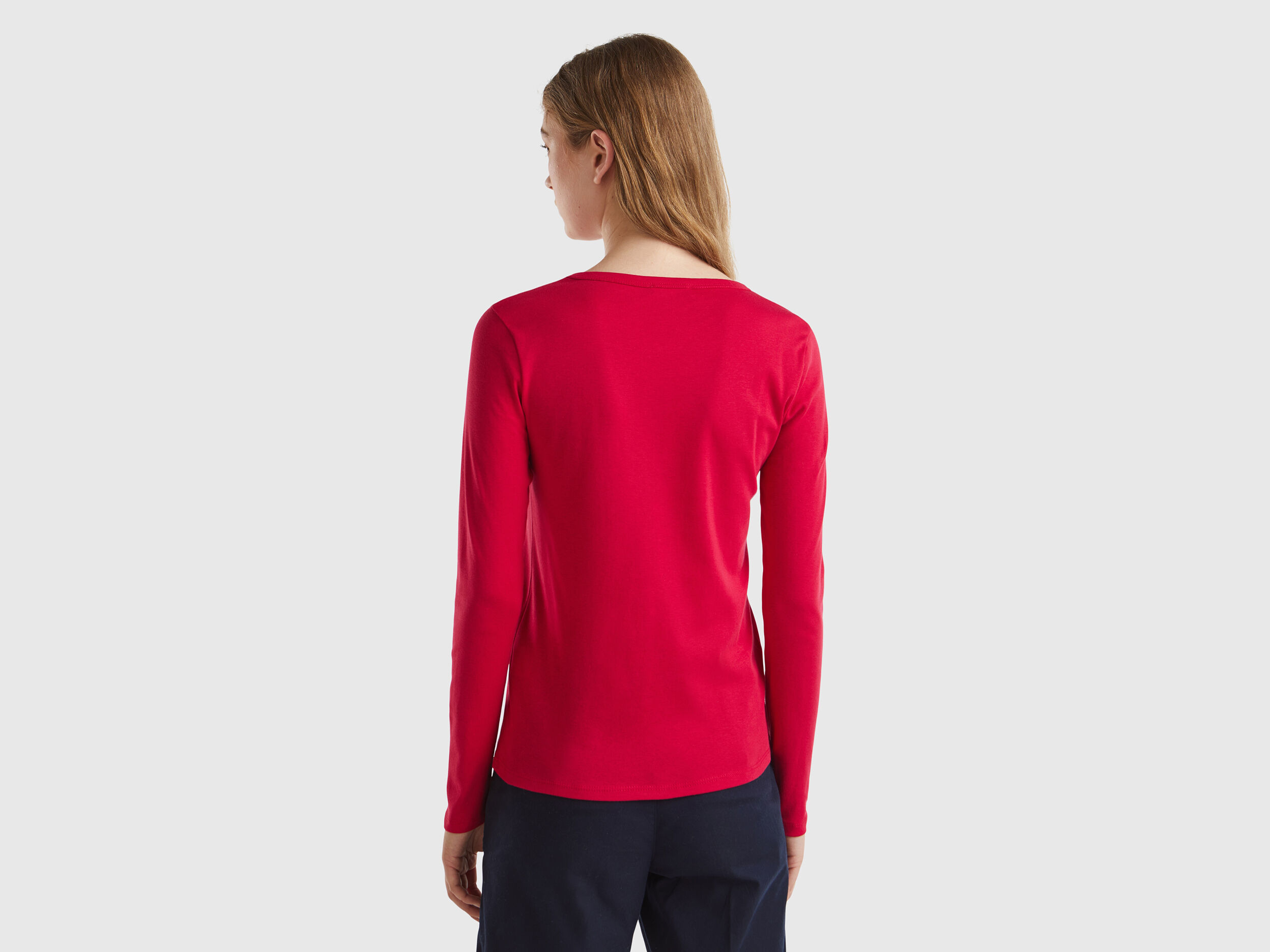 Plum long sleeve t-shirt in 100% cotton - Red | Benetton