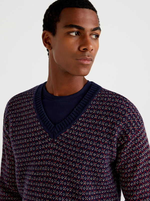 Sweater in jacquard wool blend Men