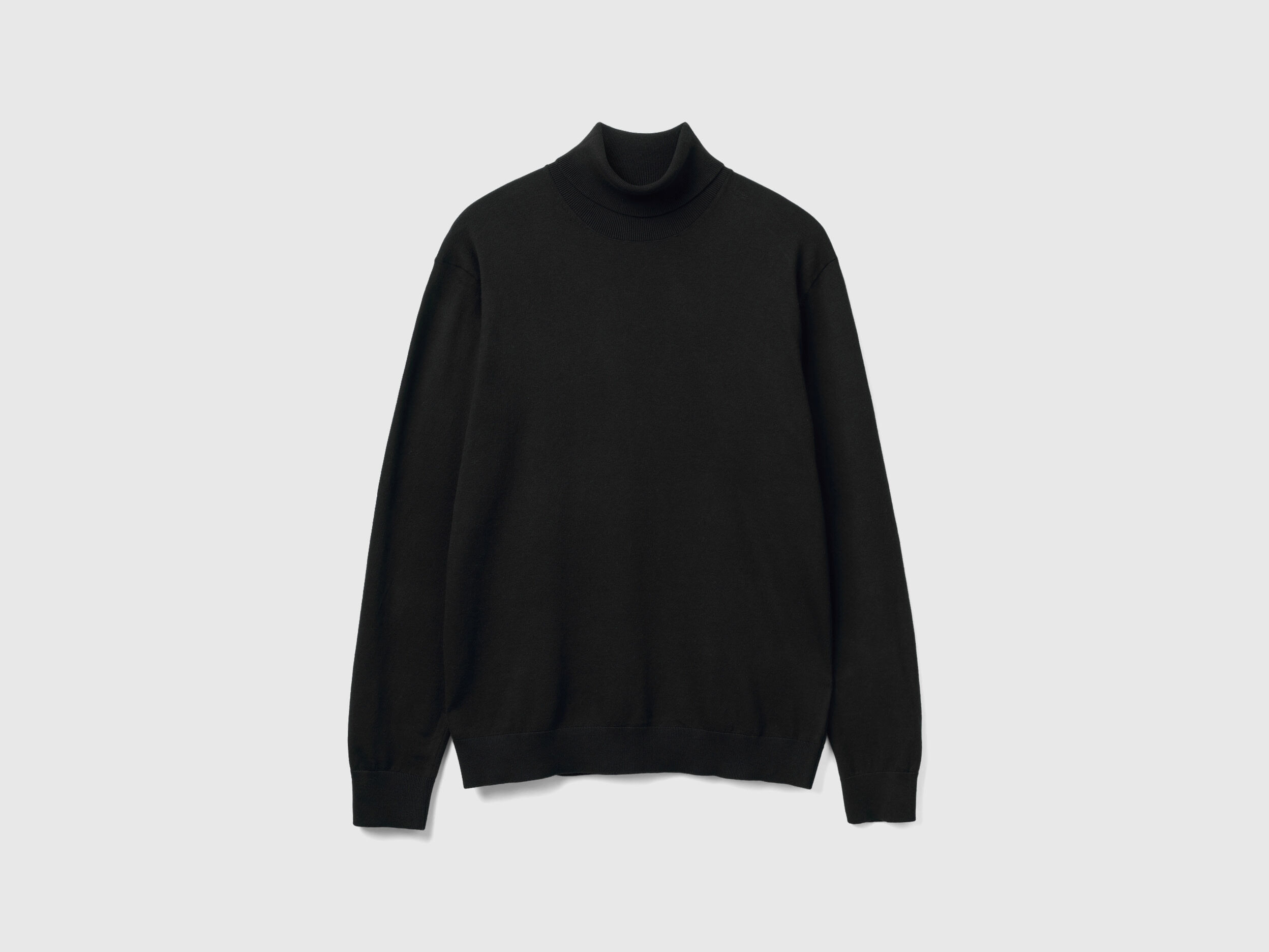 Black cotton turtleneck mens top