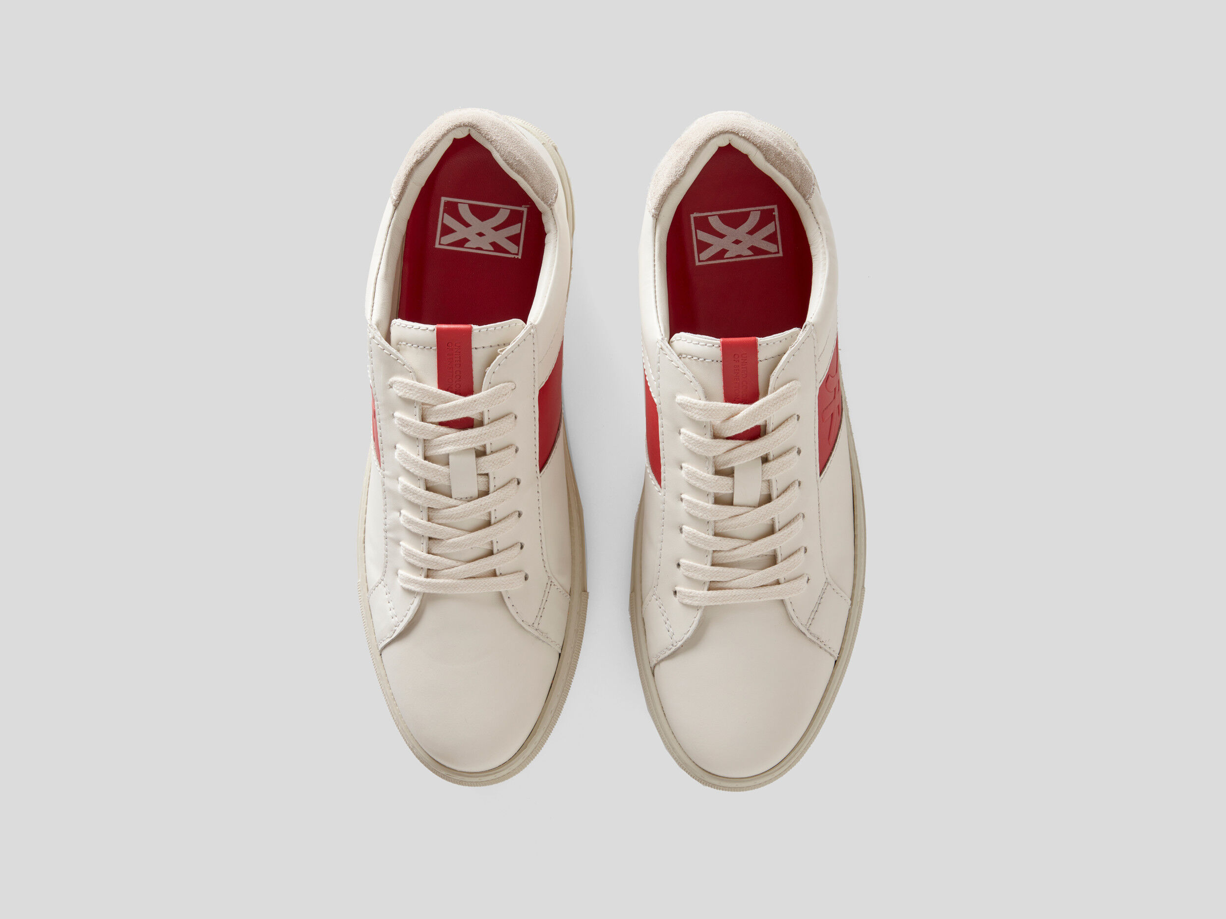 Sneakers in genuine leather with logo Red Benetton