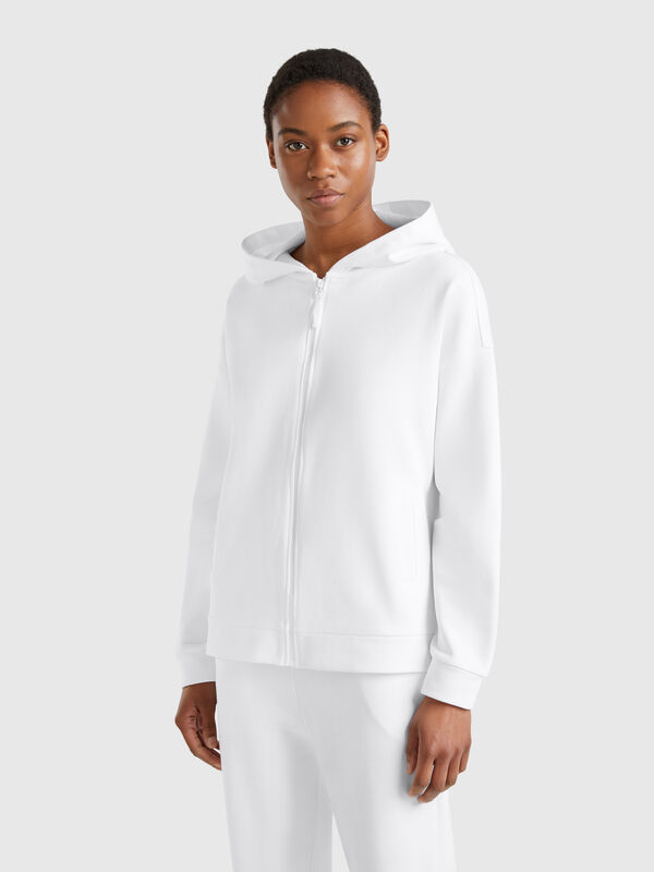 100% cotton sweatshirt with zip and hood Women