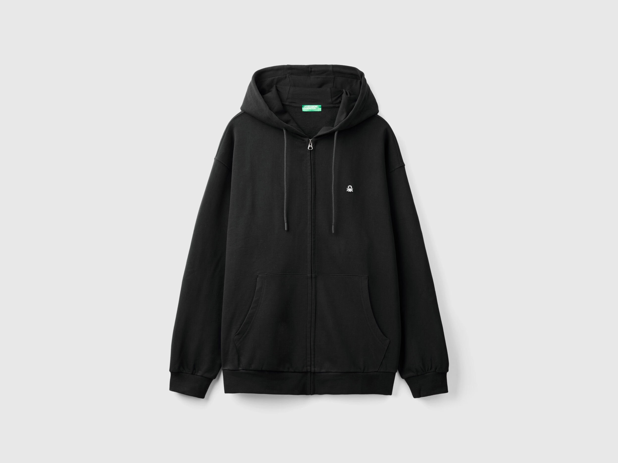 Zip up hoodie in cotton Black Benetton