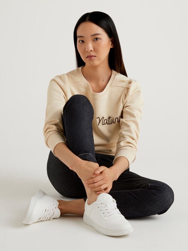 Sweatshirt in organic cotton with embroidery Women