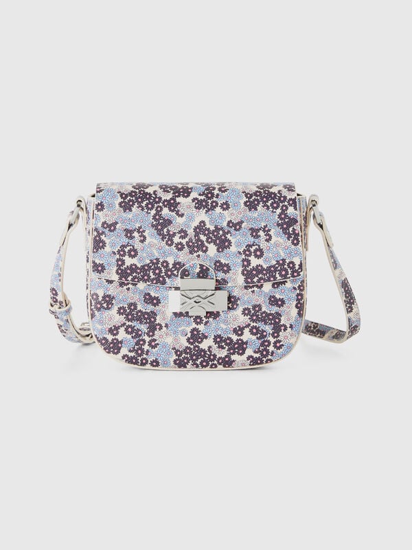 Bag with flowers in imitation leather Women