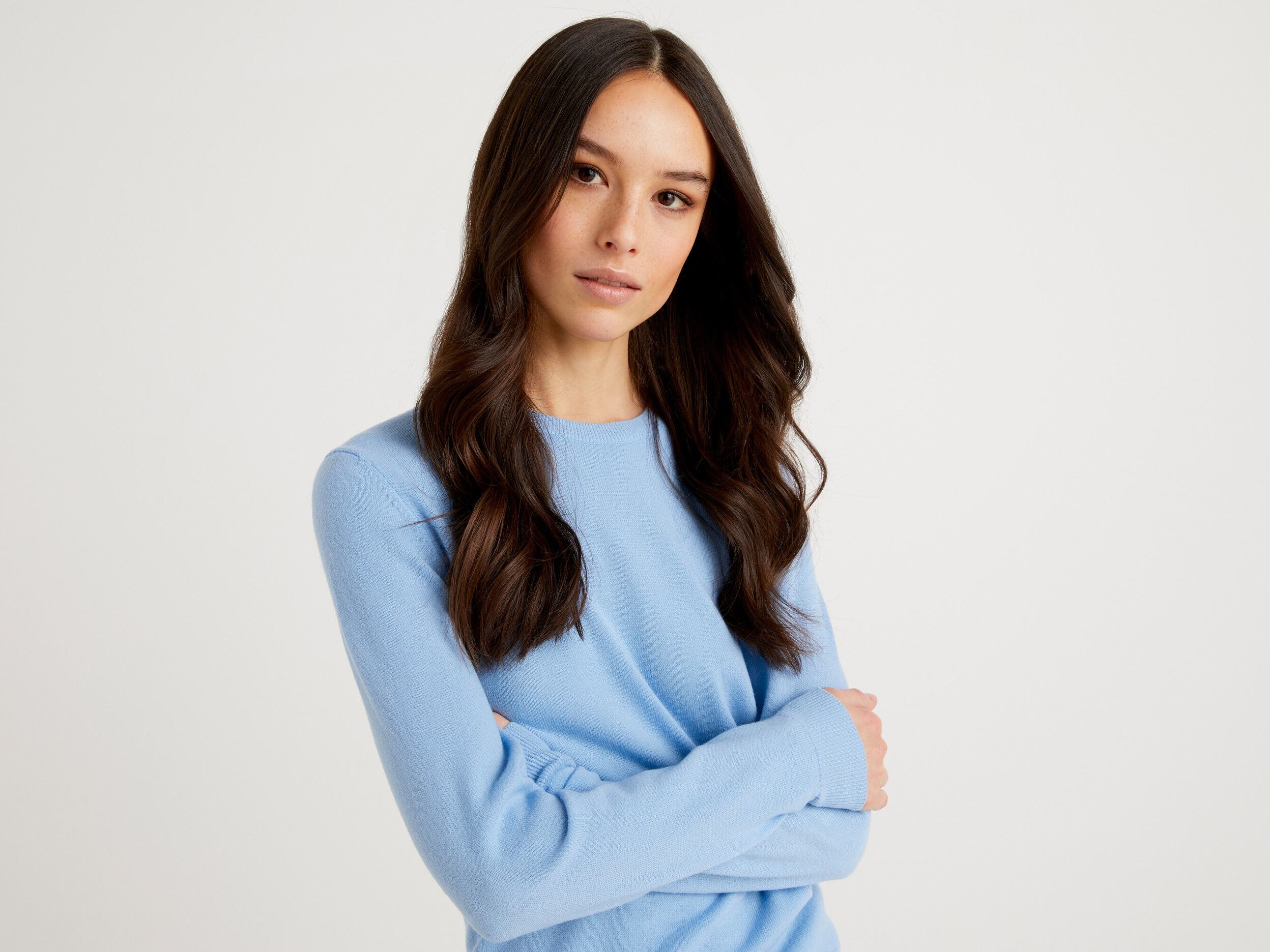 Women's light blue crew neck sweater online