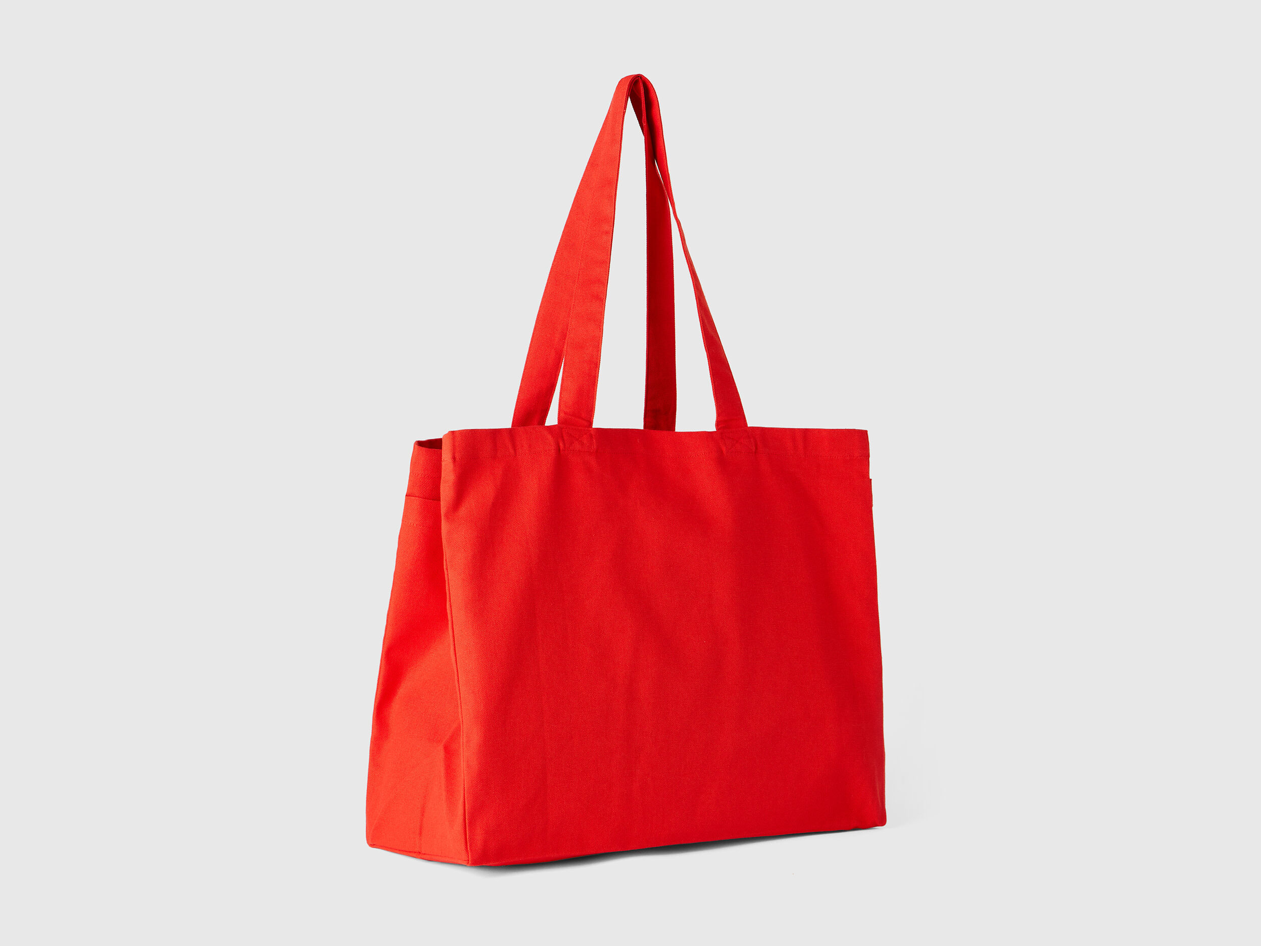 Red tote bag in pure cotton Red Benetton