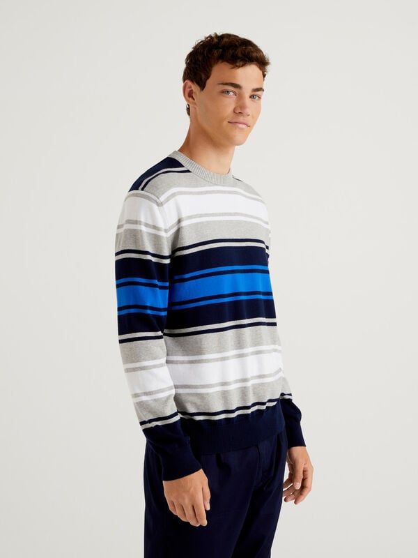 Striped 100% cotton sweater Men