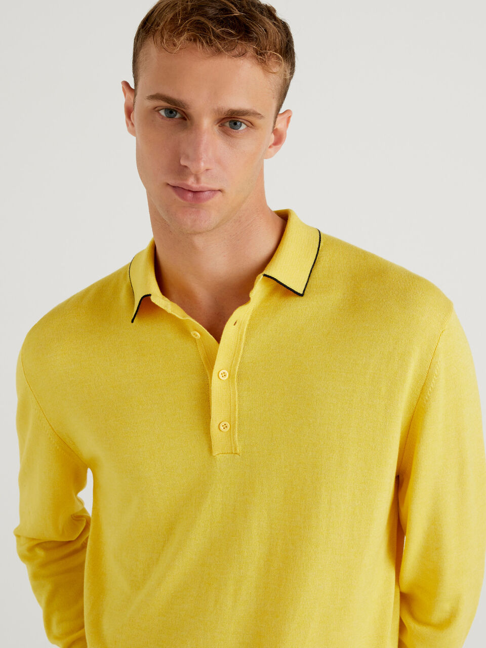 Long sleeve knit polo Yellow