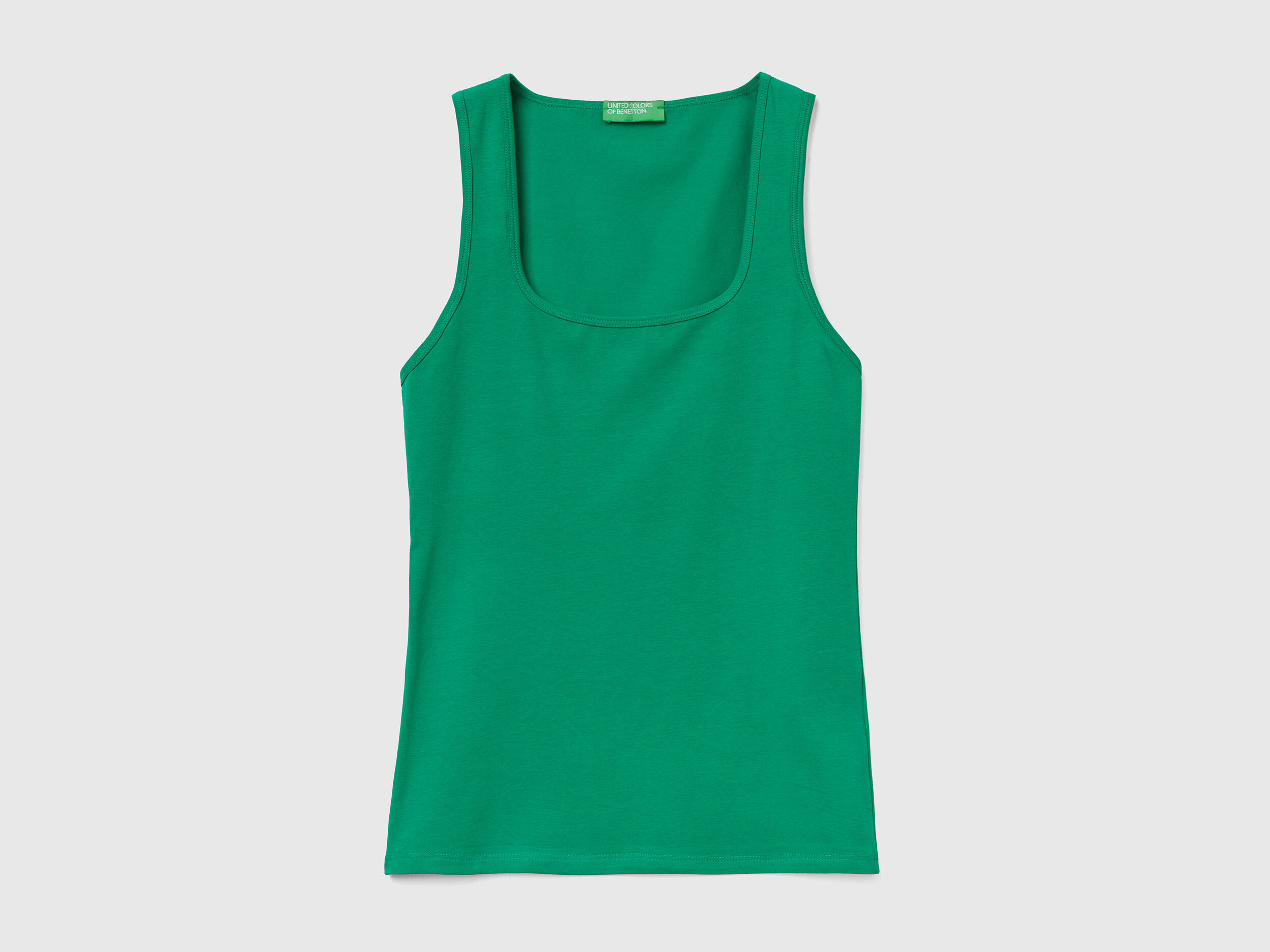 Camiseta de tirantes con escote cuadrado Verde Benetton