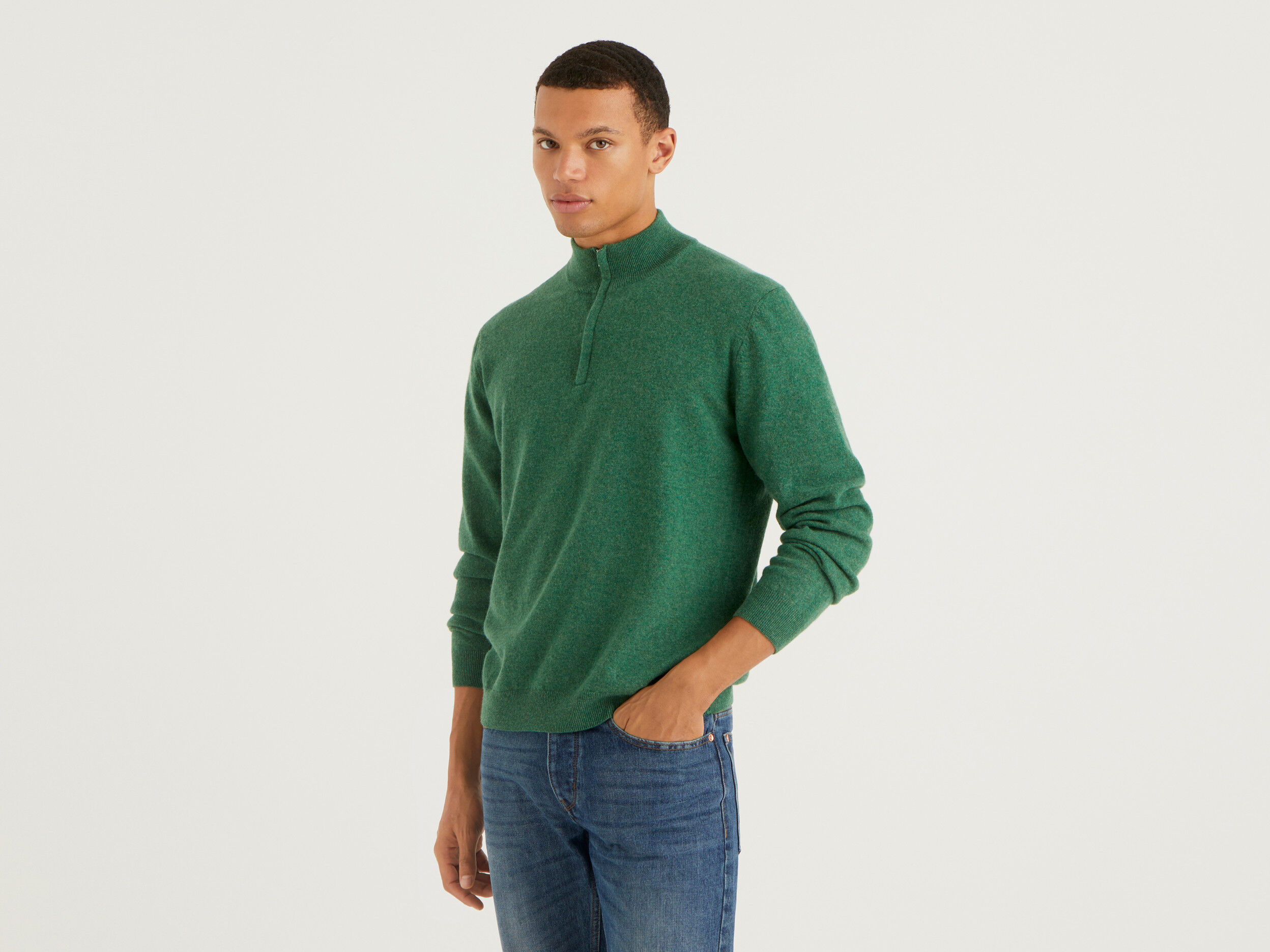 Merino wool zip neck sweater store