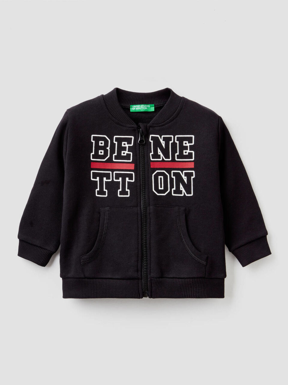 Sweatshirt with zip in organic cotton image number 1