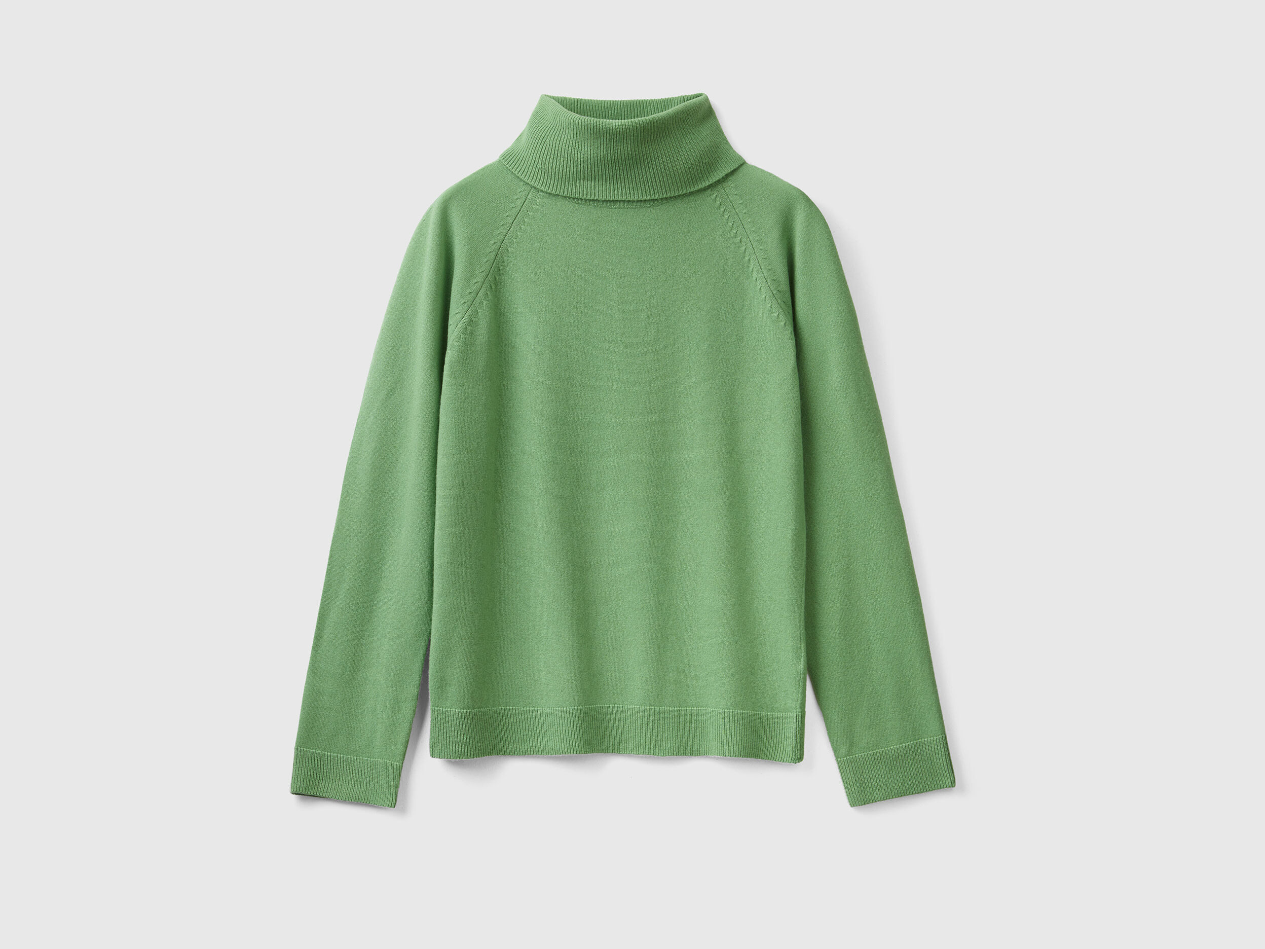 Sage green turtleneck in wool and cashmere blend Green Benetton