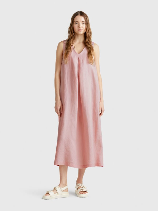 Vestido sin mangas de puro lino Mujer