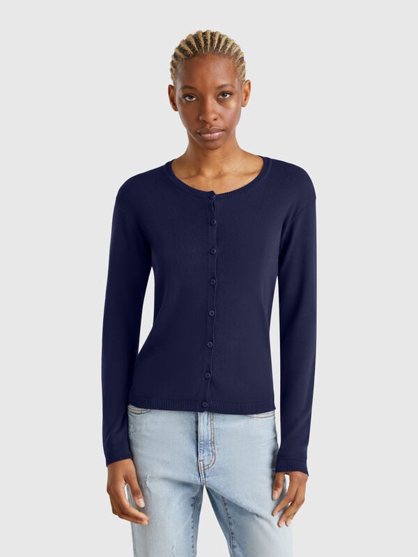 Midnight blue 100% cotton cardigan Women
