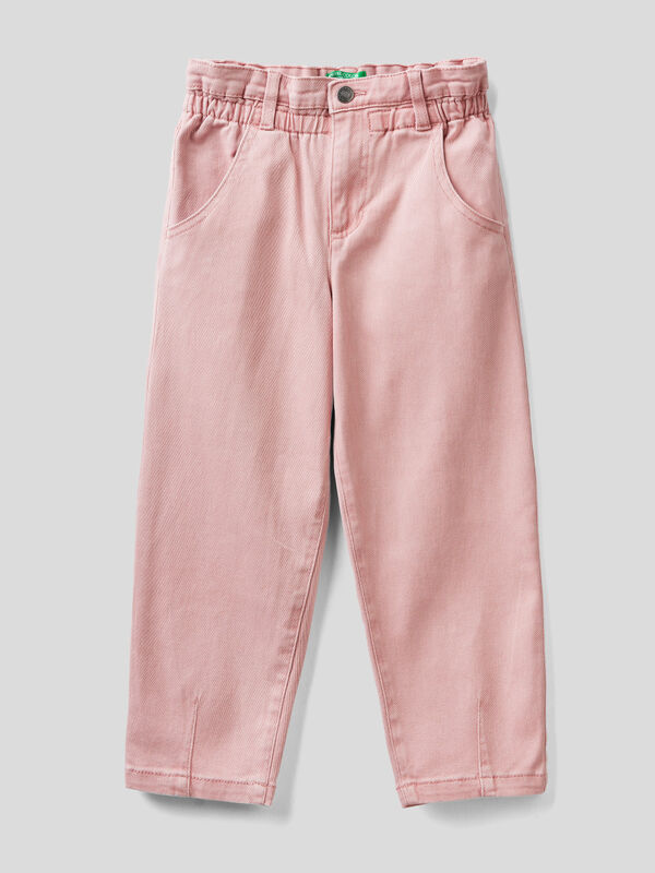 Paperbag trousers in organic cotton Junior Girl