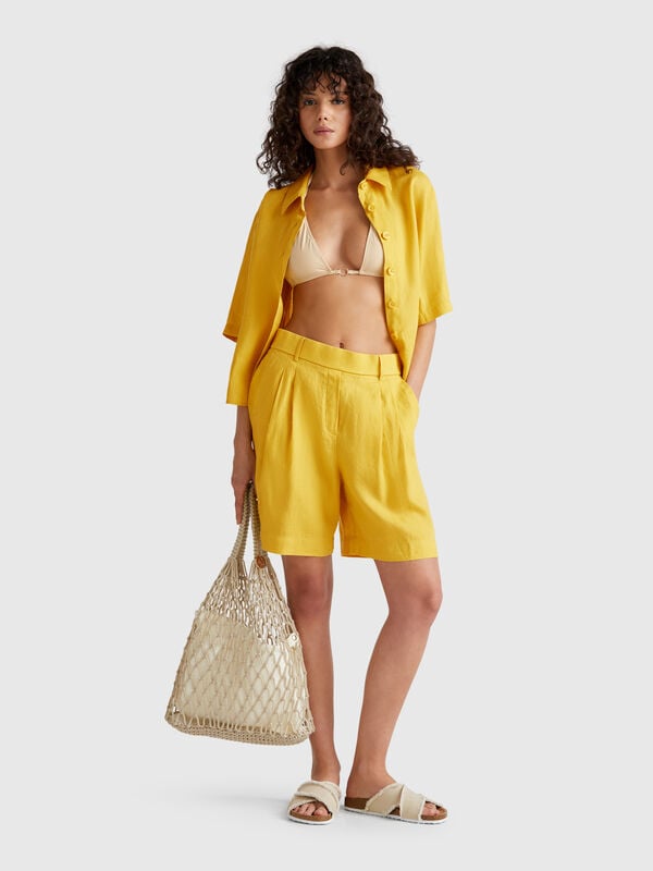 Bermudas 100% lino Mujer