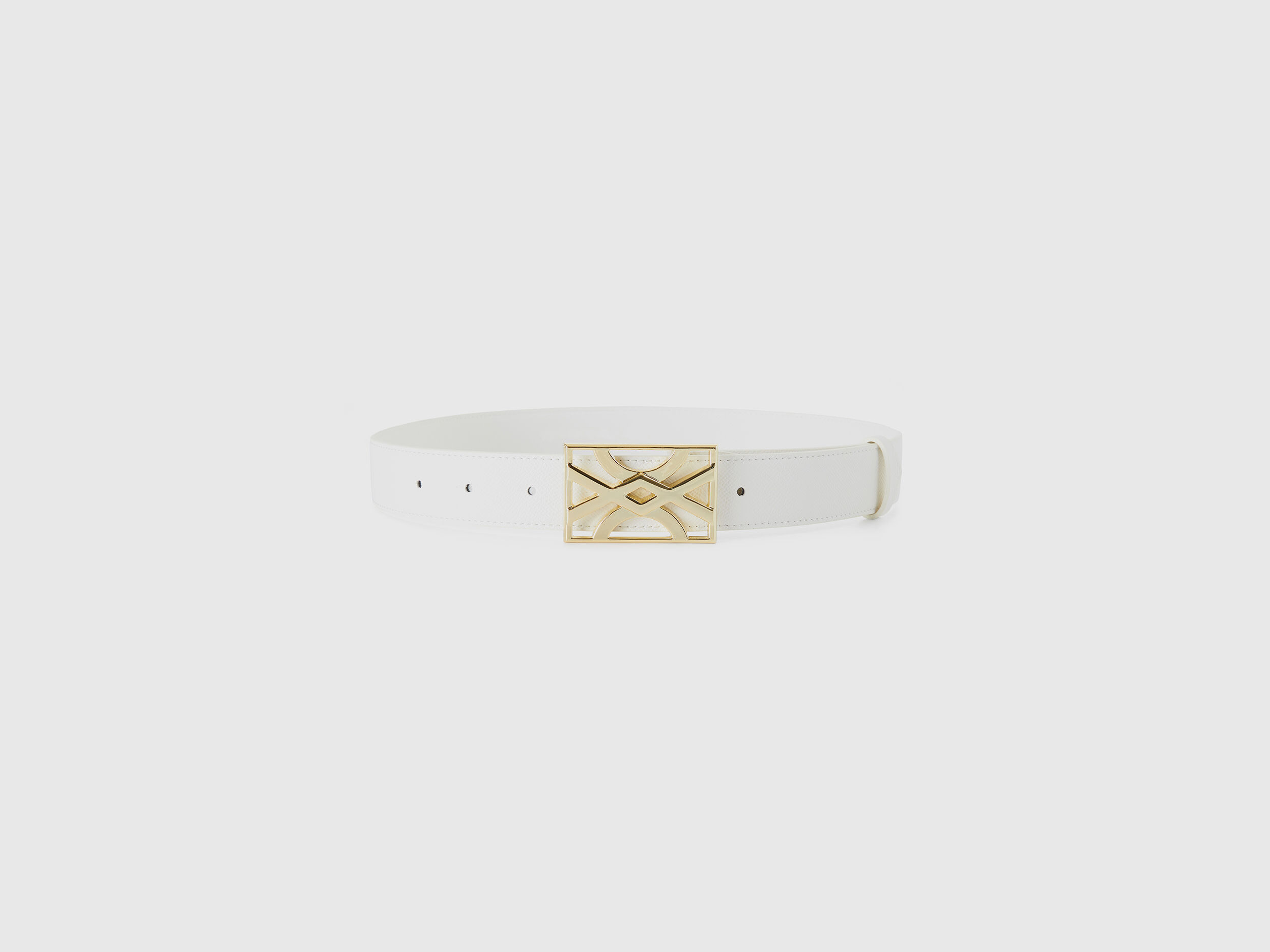 White belt with logoed buckle - White | Benetton