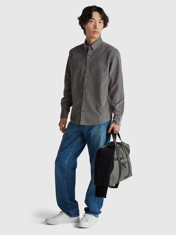 Camisa de terciopelo con botones Hombre