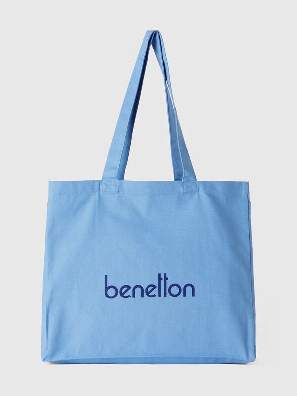 Light blue tote bag in pure cotton