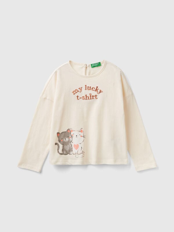 T-shirt with kitten print Junior Girl
